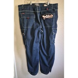 Vintage Solo Semore Cargo Jeans Men's Sz 46x32 Baggy Wide Leg Deadstock 90s-Y2K